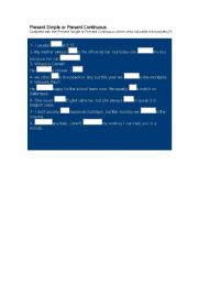 English Worksheet: Present Simple or Present Continuous  Worksheet
