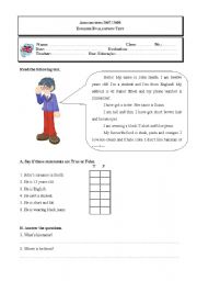 English Worksheet: Food (test): part 1