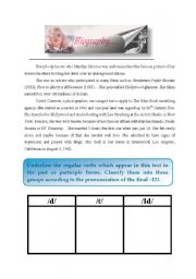 English Worksheet: MARILYN MONROES BIOGRAPHY (PHONETICS -ED)