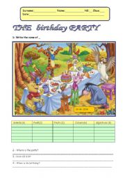 English Worksheet: The birthday party