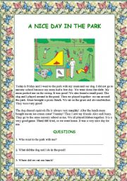 English Worksheet: A nice day in the park