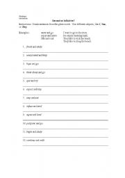 English Worksheet: Gerund of Infinitive