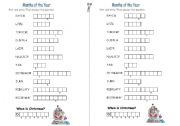 English Worksheet: Months of the Year