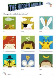 English Worksheet: The hidden animals