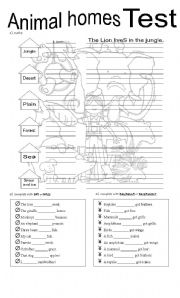 English Worksheet: Animal Homes