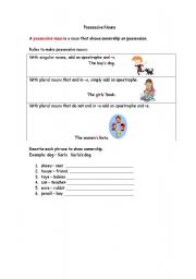 English worksheet: Possessive Nouns