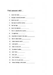 English worksheet: Icebreaker