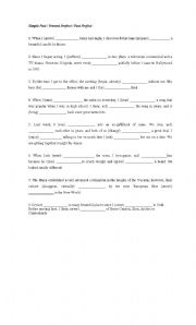 English worksheet: Simple Past / Present Perfect / Past Perfect 