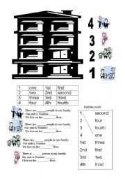 English Worksheet: Ordinal Numbers 1234