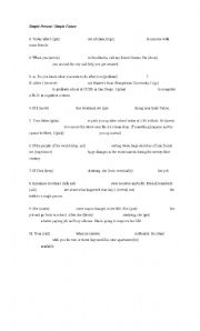 English worksheet: Simple Present and Simple Future