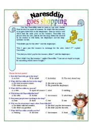 English Worksheet: Naresddin goes shopping