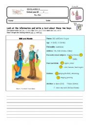 English Worksheet: Bill and Kevin personal information