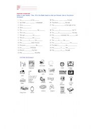 English Worksheet: Writing exercise through dictation (2 pages)