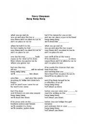 English worksheet: Tracy Chapman Bang Bang Bang