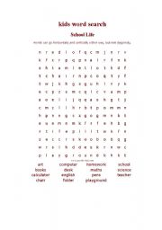 English Worksheet: Wordsearch