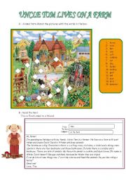 English Worksheet: Test - Uncle Tom lives on a farm- 5th form