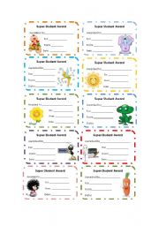 English Worksheet: Super student award