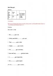 English worksheet: Have Got- Has Got