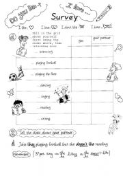 English Worksheet: Do you like ...? CLASS SURVEY