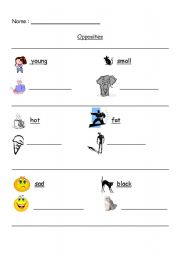 English Worksheet: Opposites