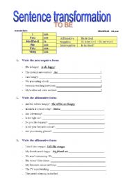 English Worksheet: Sentence TRANSFORMATION