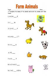 English Worksheet: Farm animals