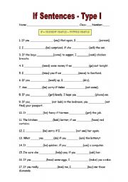 English Worksheet: if sentences type I