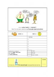 English Worksheet: Healthy Food vs. Junk Food (3rd Part )