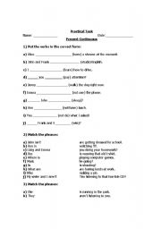 English worksheet: Present continuous practical task