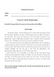 English Worksheet: Find a Noun