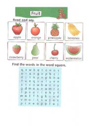 English Worksheet: Fruit