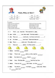 English Worksheet: Safety equip-possessives worksheet