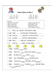 English Worksheet: Safety equip-possessives worksheet