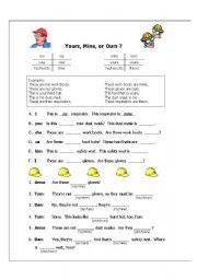 Safety equip-possessives worksheet