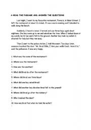 English Worksheet: reading withh simple past