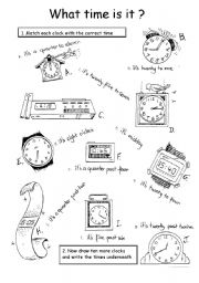 English Worksheet: What time is it?