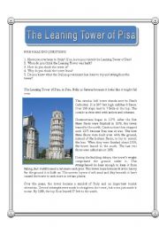 English Worksheet: The Leaning Tower of Pisa