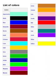 English Worksheet: Types of colors