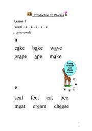 English worksheet: Introduction to Phonics