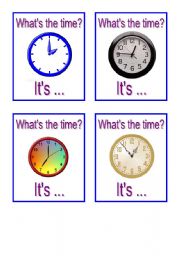 English Worksheet: Telling Time Cards - Part I
