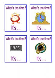 English Worksheet: Telling Time Cards - Part II