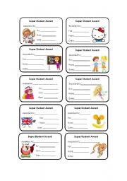 English Worksheet: Super student award