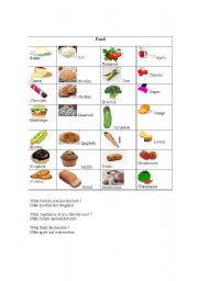 English Worksheet: Food 