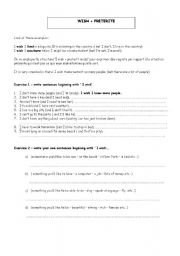 English Worksheet: wish + preterite