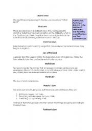 English Worksheet: Laws to know