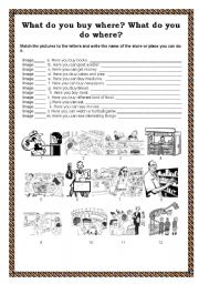 English Worksheet: WHAT DO YOU BUY WHERE?