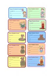 English Worksheet: Super students awards