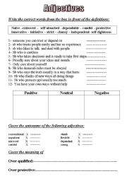 English Worksheet: adjectives