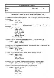 English Worksheet: Singular-Plural