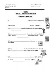 English Worksheet: present perfect continuous